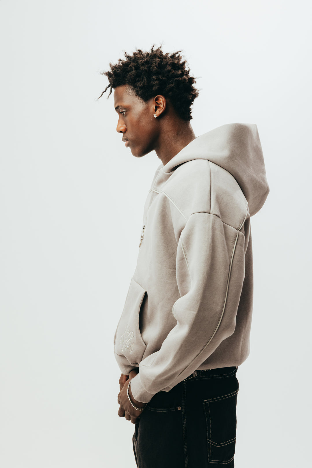 TBP ZIP HOODIE - STONE GREY