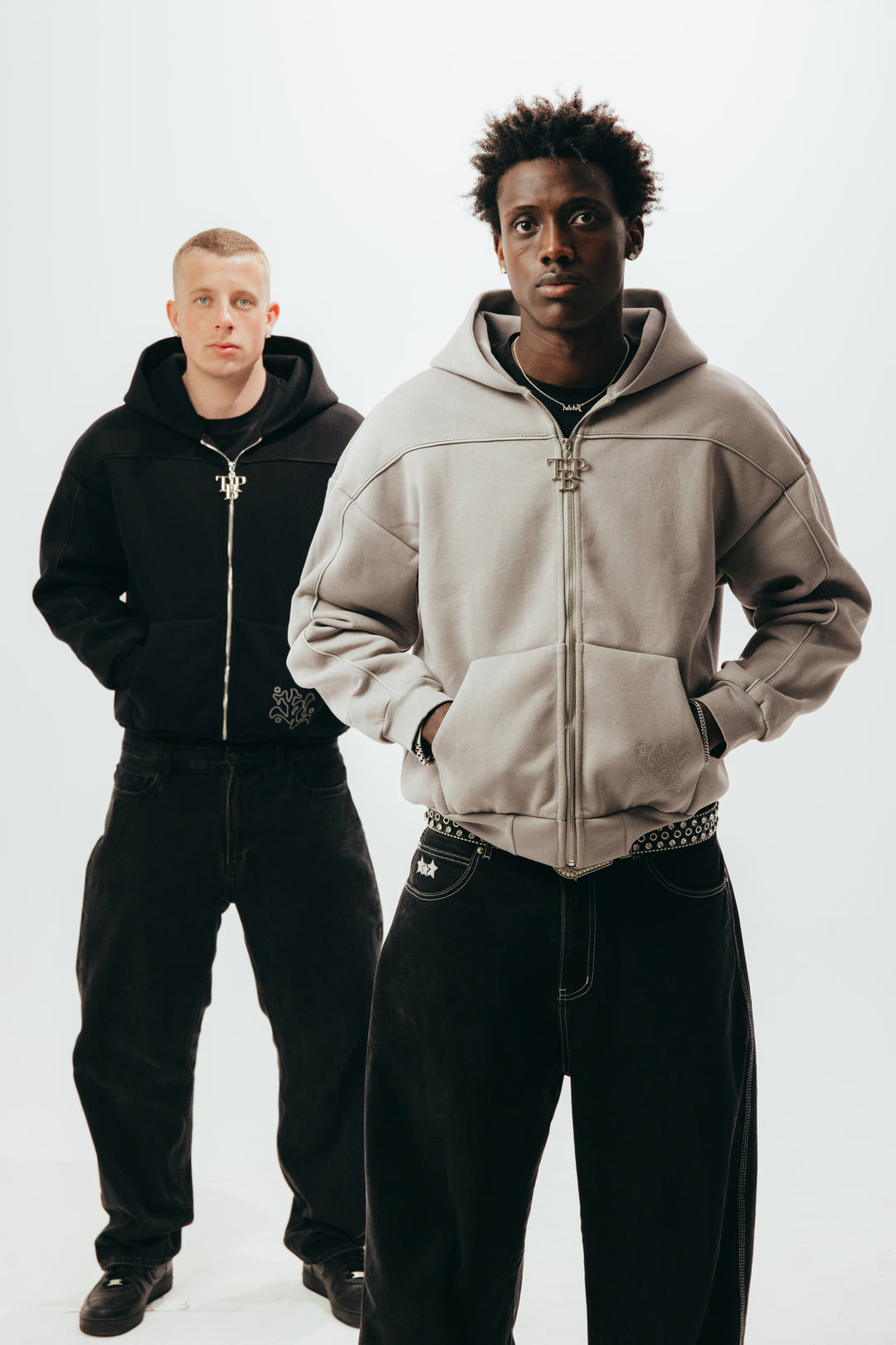 TBP ZIP HOODIE - STONE GREY